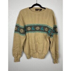 Vintage Botany 500 Men Sz Large Grandpa Fair Isle Pullover Knit Acrylic Sweater